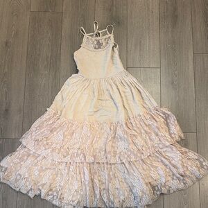 Joyfolie Ivory Lace Tiered Kids Dress